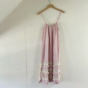 Trovata Birds of Paradis Striped Midi Dress in Pink sz XS